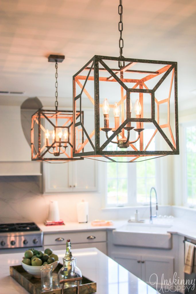 Modern aged brass kitchen pendants