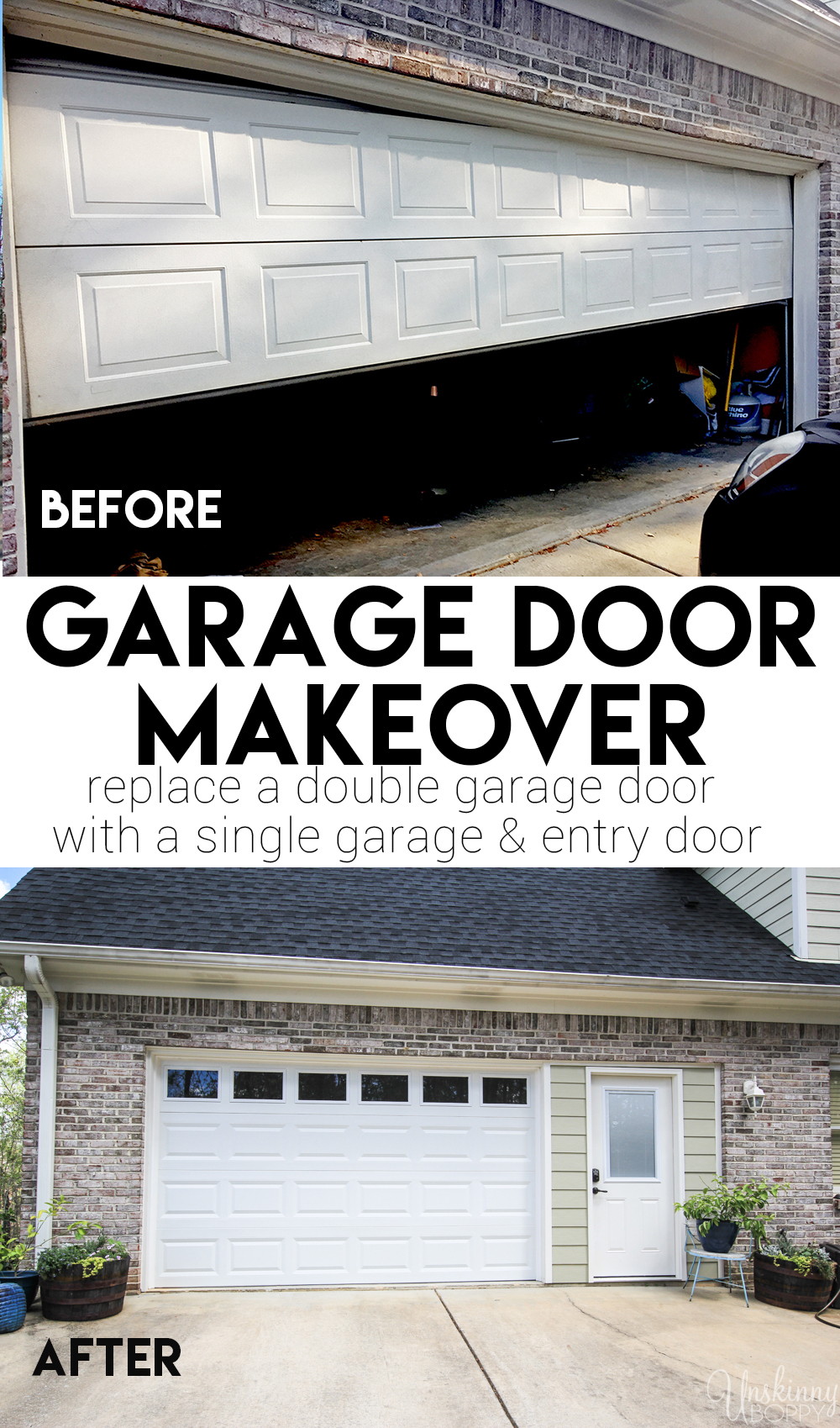 Replacing a double garage door with single & exterior door