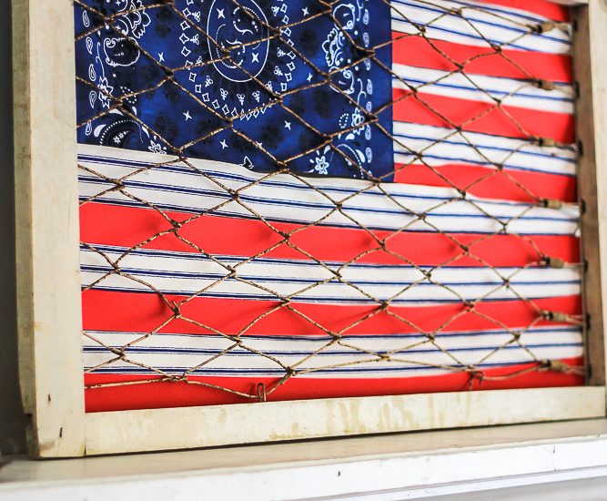 Vintage Flag made from ribbons and handkerchief