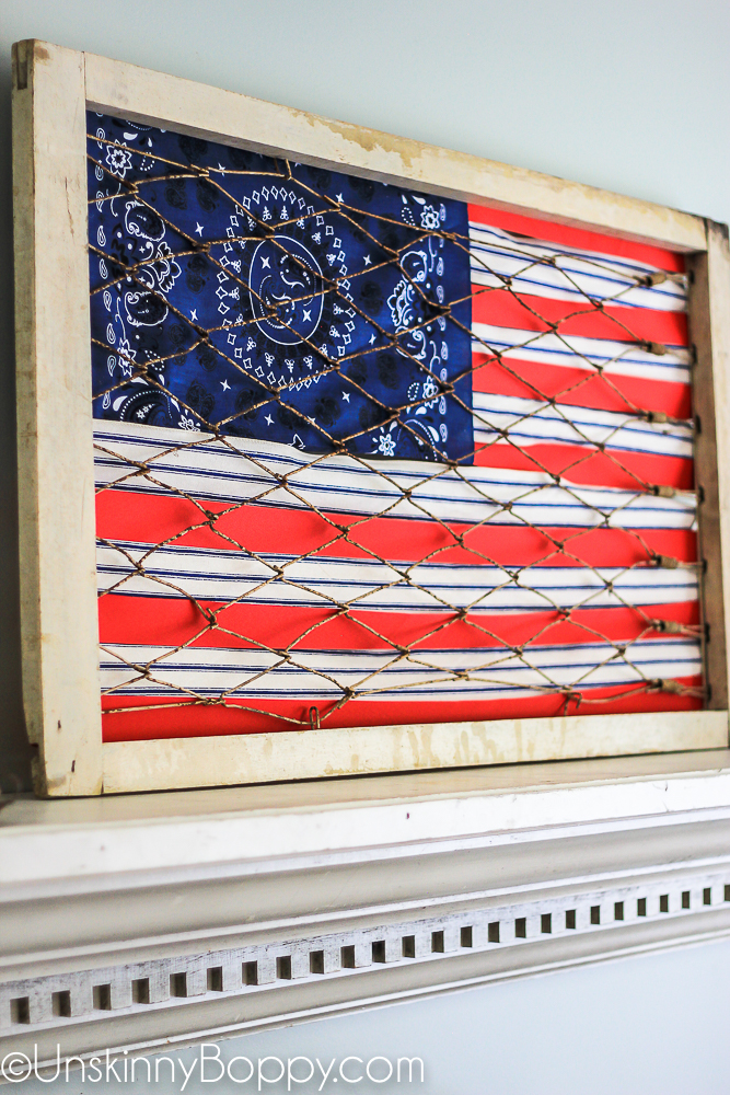 Vintage Flag made from ribbons and handkerchief