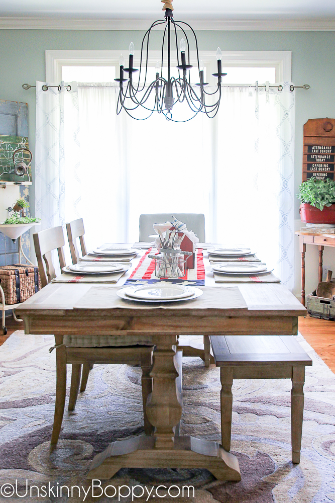 Decorating the new Dining Room Table for the 4th of July Beth