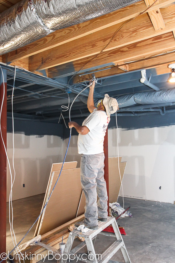 Tales Of Painted Basement Ceilings And Pole Dancing Woes Beth Bryan - How To Paint A Unfinished Basement Ceiling