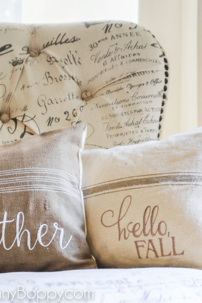 gather hello fall pillows on burlap