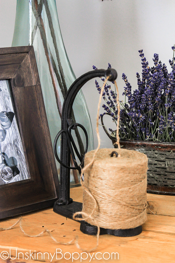 Rustic Farmhouse Cast Iron Twine Holder with Scissors