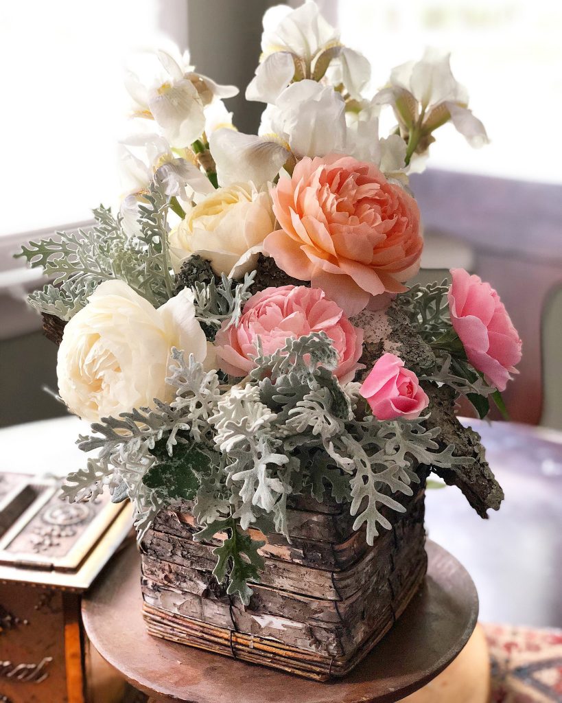 David Austin roses in a flower arrangement