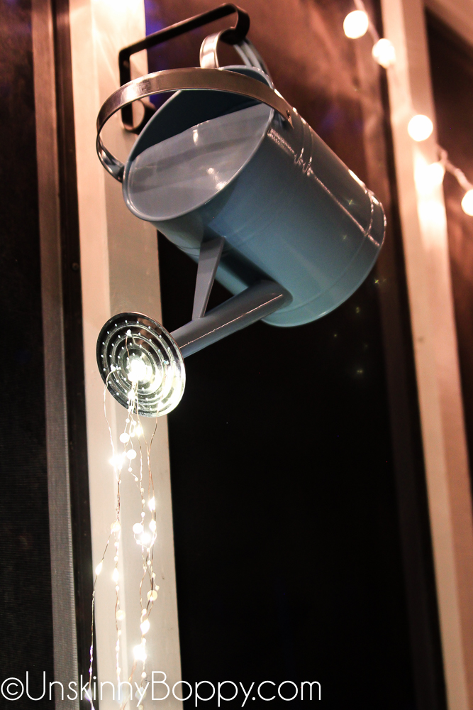 Garden project- fairy lights in a watering can