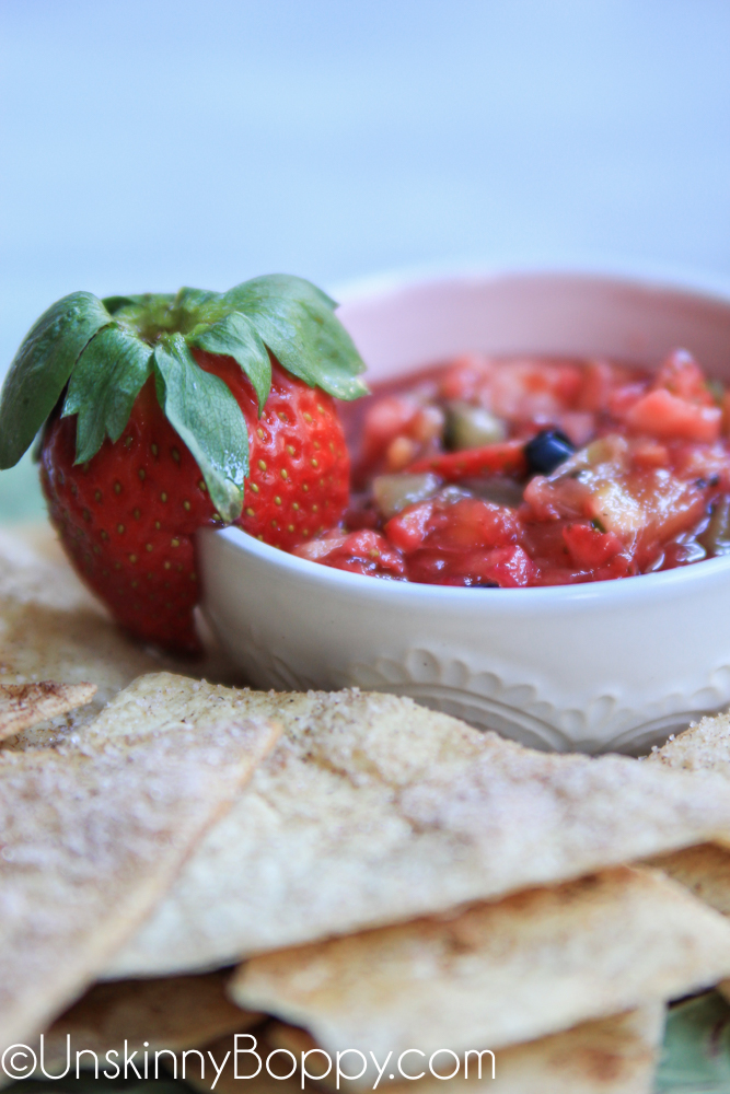 strawberry salsa with churro chips