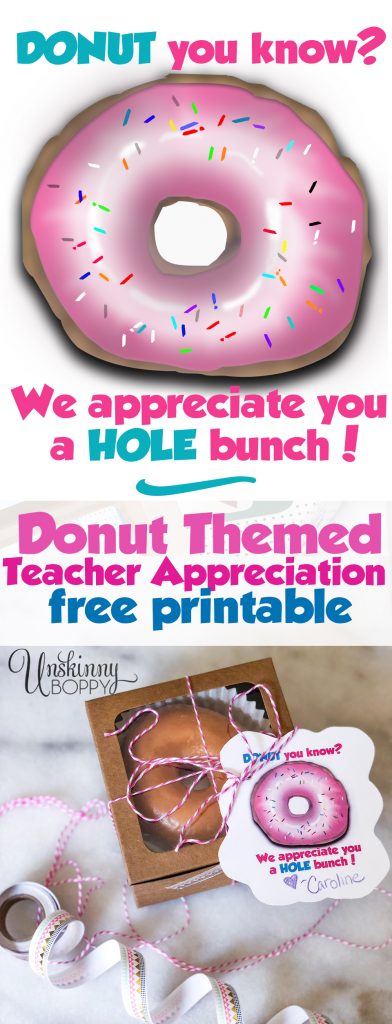 Donut themed Teacher Appreciation Free Printable