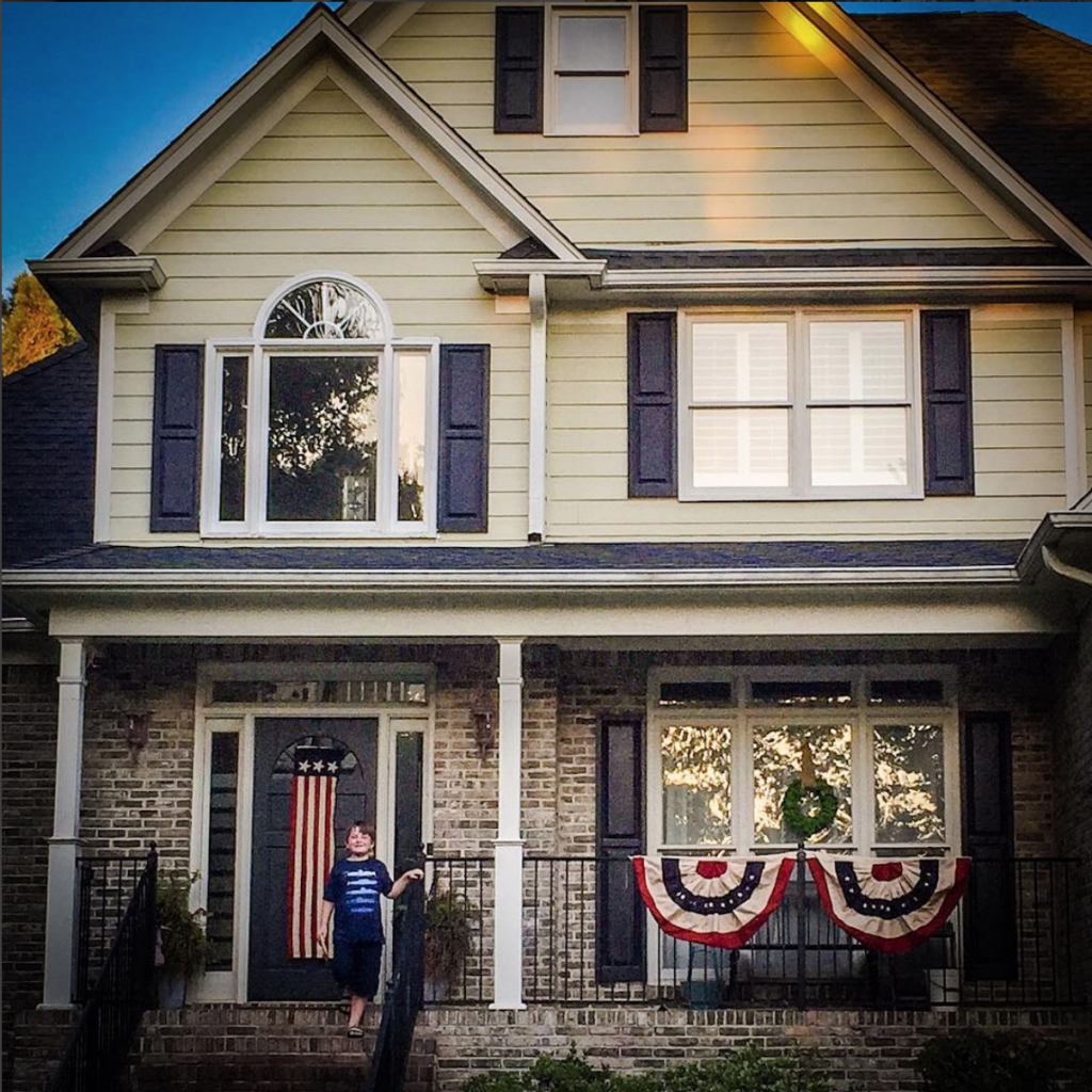 Patriotic Porch swags and flags