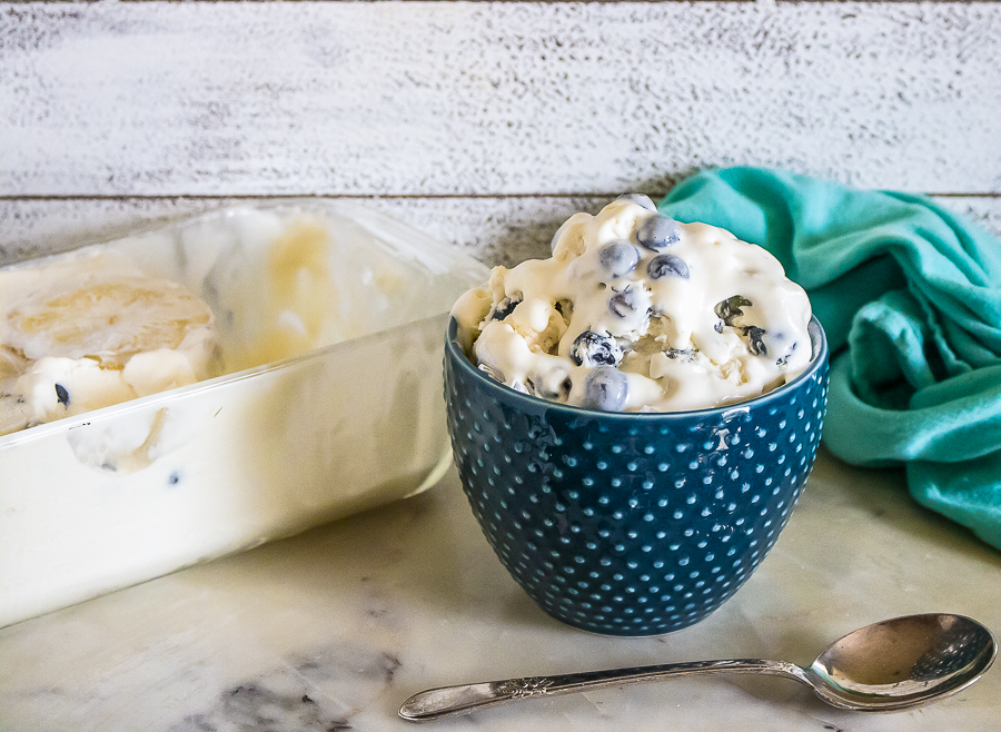 Homemade no-churn blueberry lemon ice cream recipe