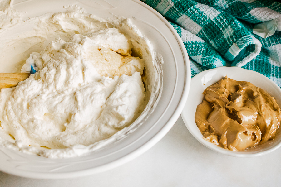 Fold in whipping cream to peanut butter ice cream