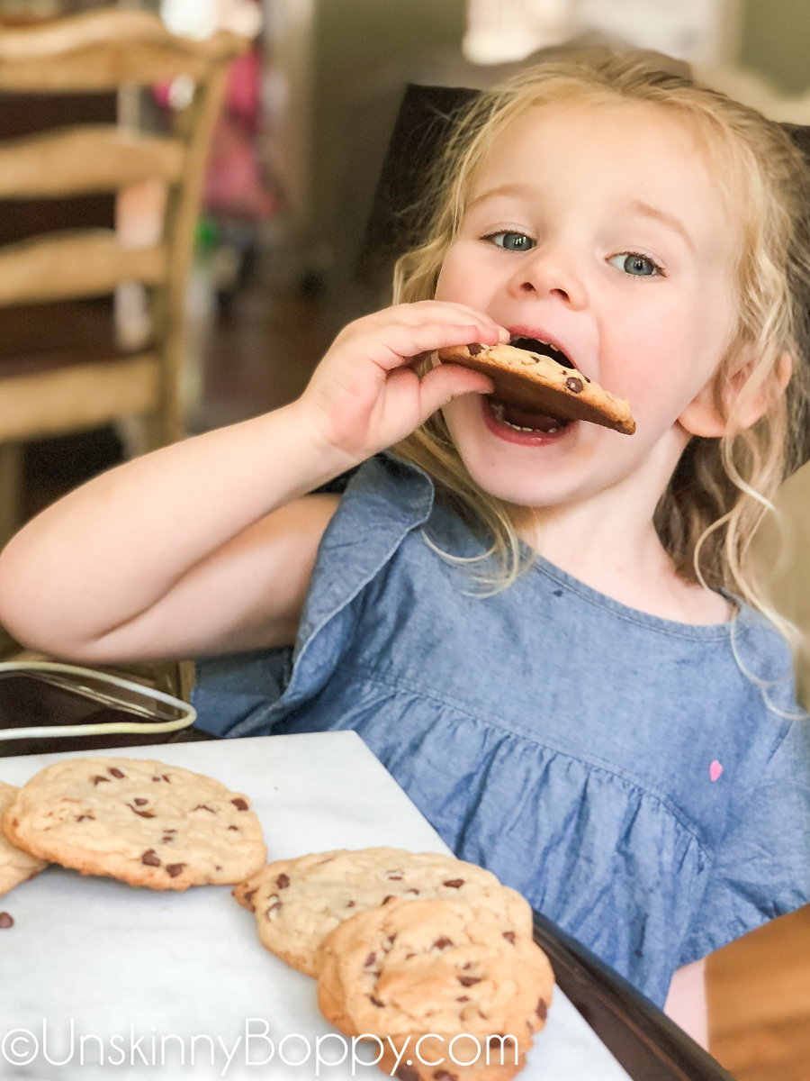 Someone Eating Chocolate Chip Cookies