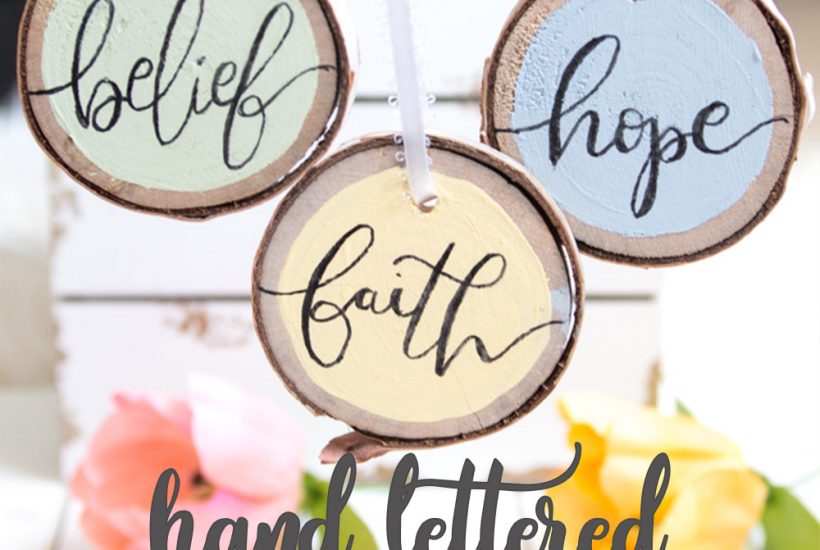 Hand lettered Easter ornaments