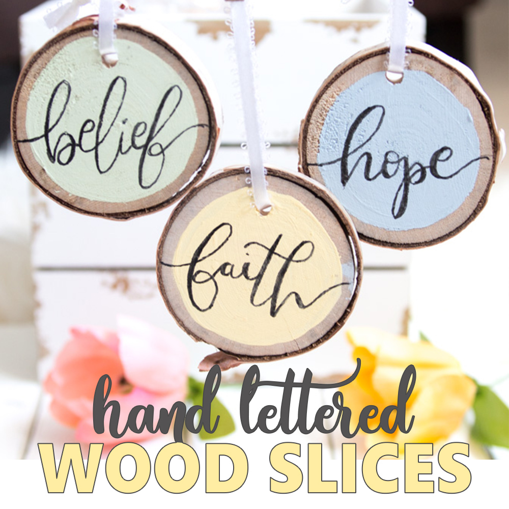 How to make Hand-Lettered Easter Wood Slice Ornaments - Beth Bryan