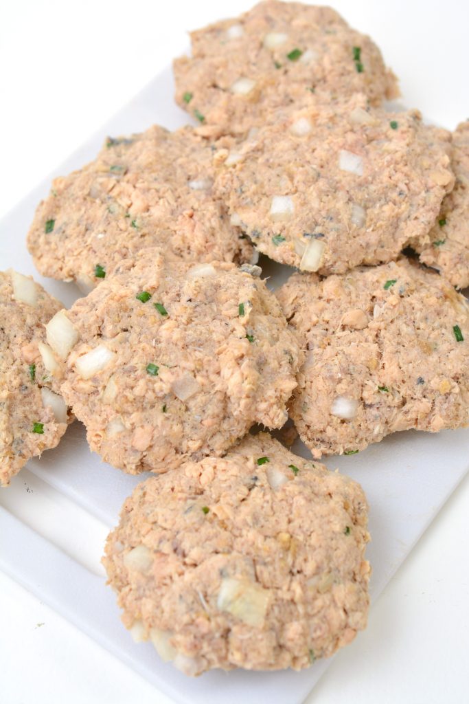 salmon patties formed and ready to be cooked