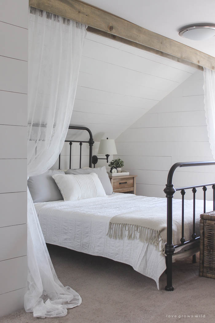 loft bed idea under attic wall