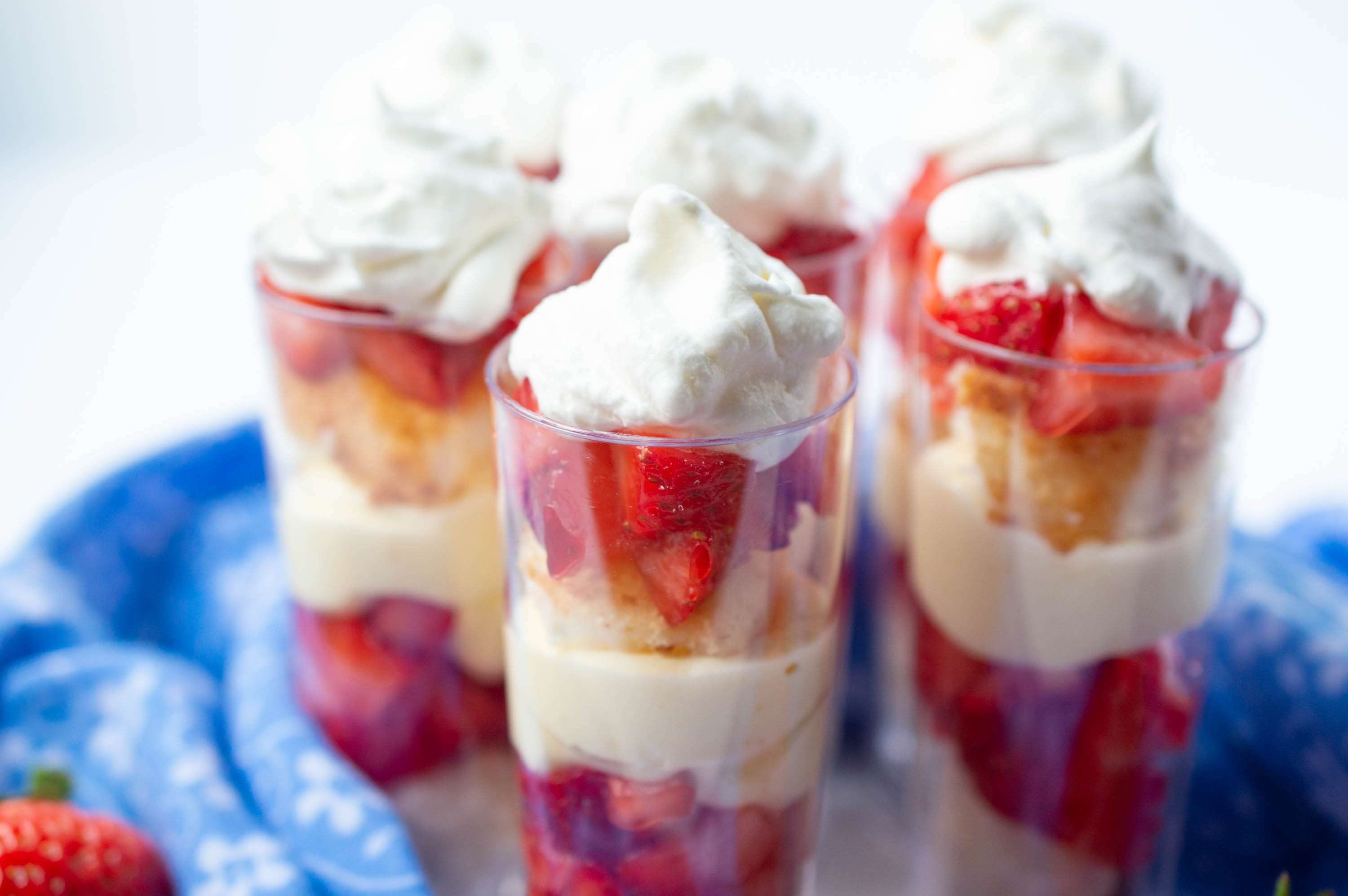 Strawberry Angel Food Cheesecake Shooters (4th of July Dessert) Beth Bryan