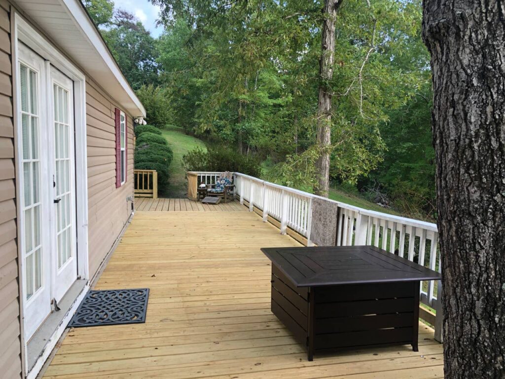 huge side deck at lake house