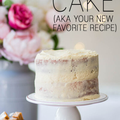 White Almond Sour Cream Cake with Caramel Icing