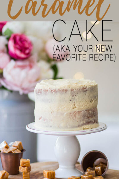 White Almond Sour Cream Cake with Caramel Icing