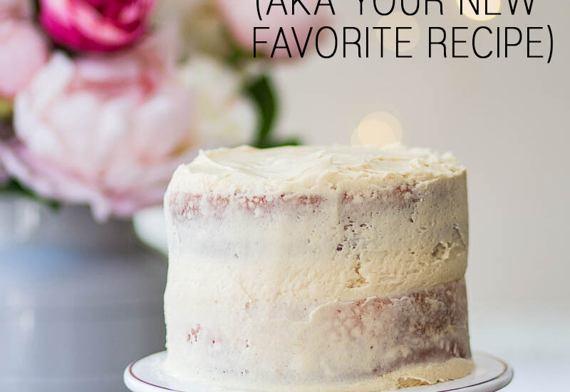 White Almond Sour Cream Cake with Caramel Icing