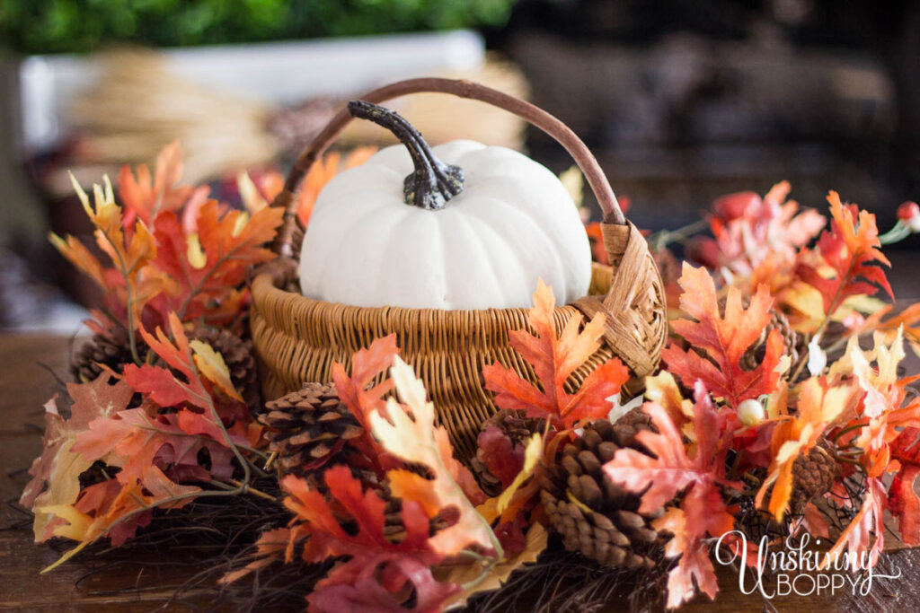 Fall Leaves and Pumpkin Centerpiece