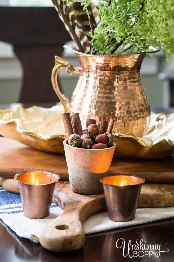 Fall Table Centerpiece with Copper