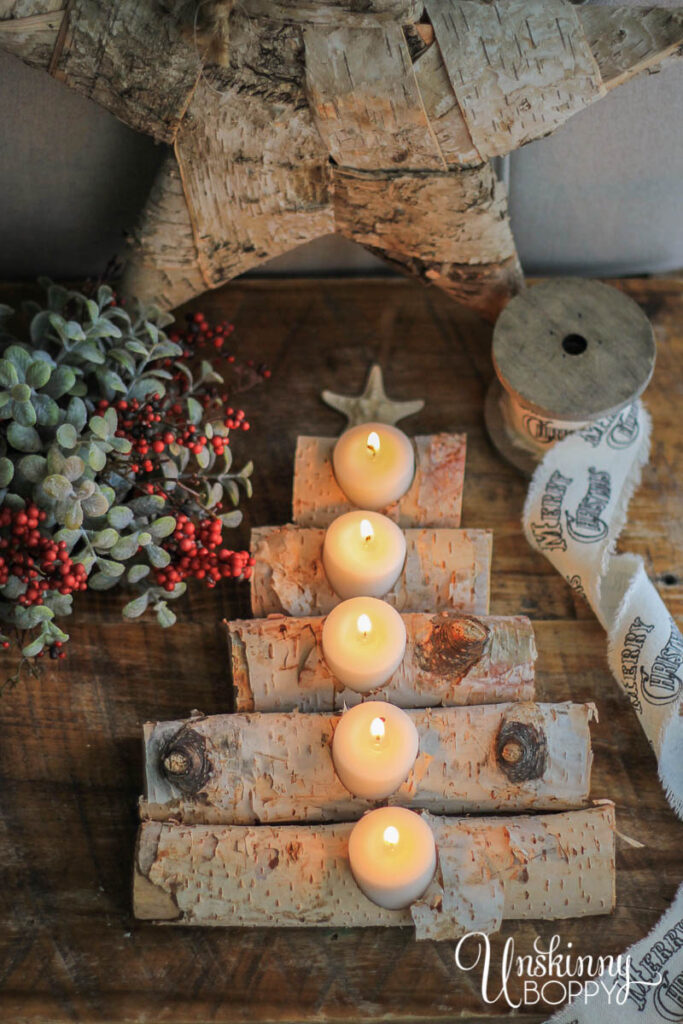 DIY Birch Log Candle Holder