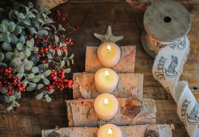 DIY Birch Log Candle Holder
