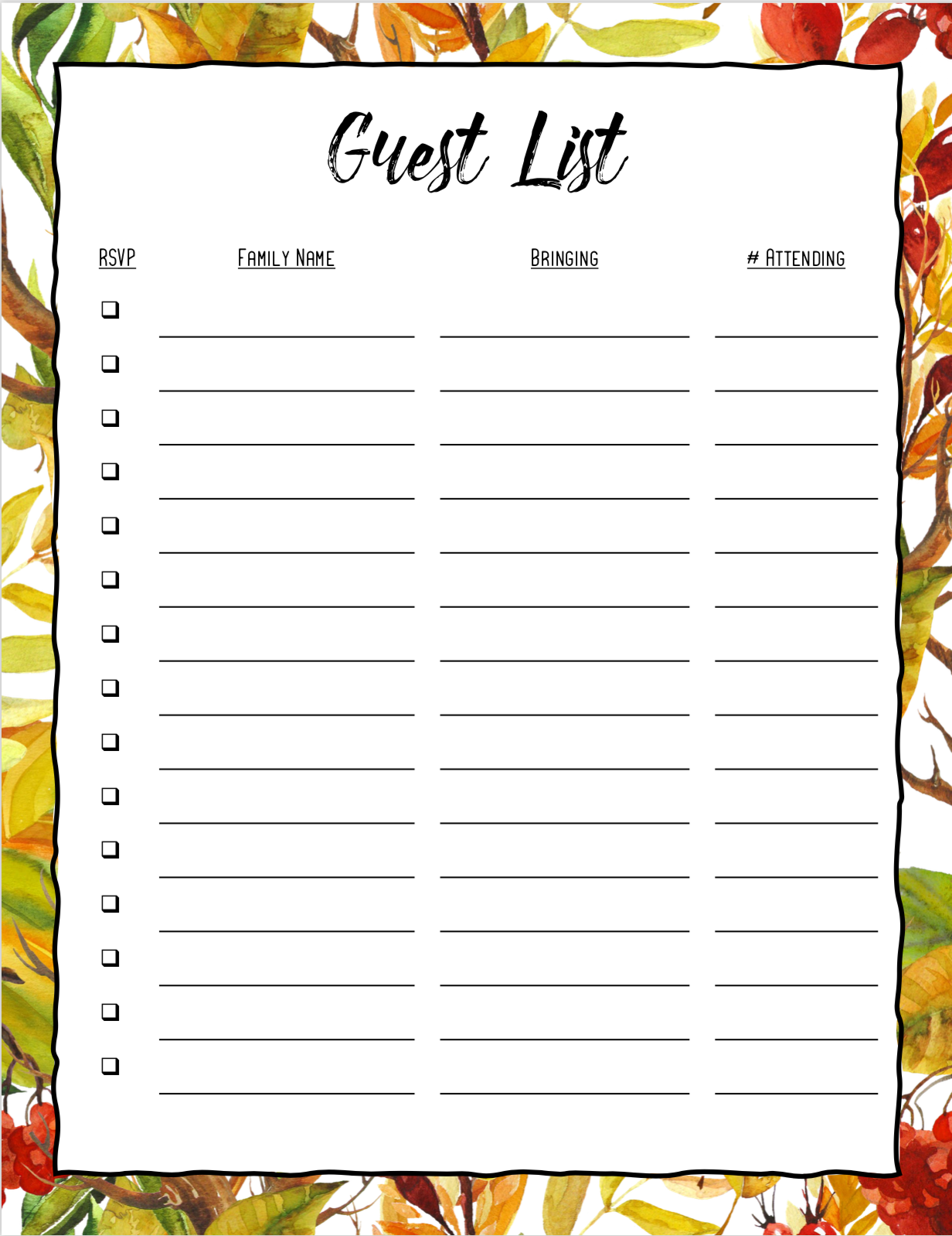 Thanksgiving Menu Planner - Beth Bryan Thanksgiving Printables