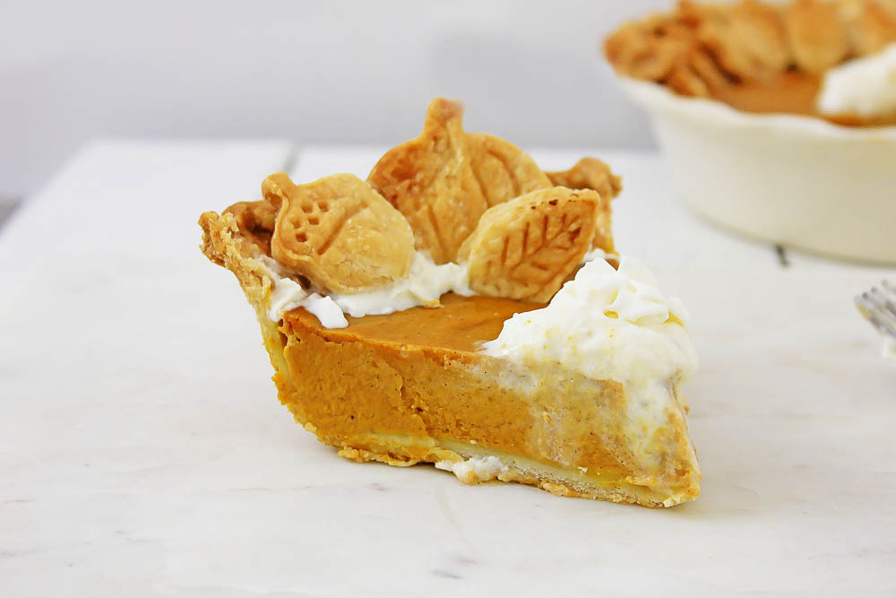 Pumpkin Pie slice with whipped cream