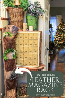 How to DIY Magazine Rack with rustic wood and leather