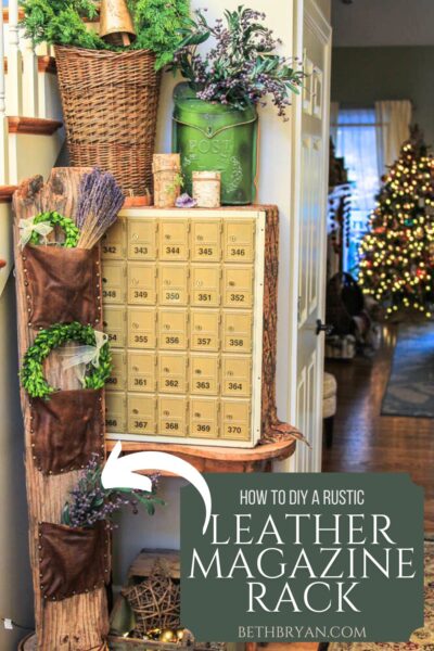 How to DIY Magazine Rack with rustic wood and leather