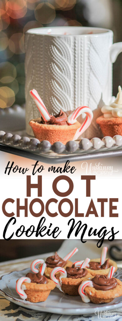 How to make hot chocolate cookie mugs with peppermint handles 