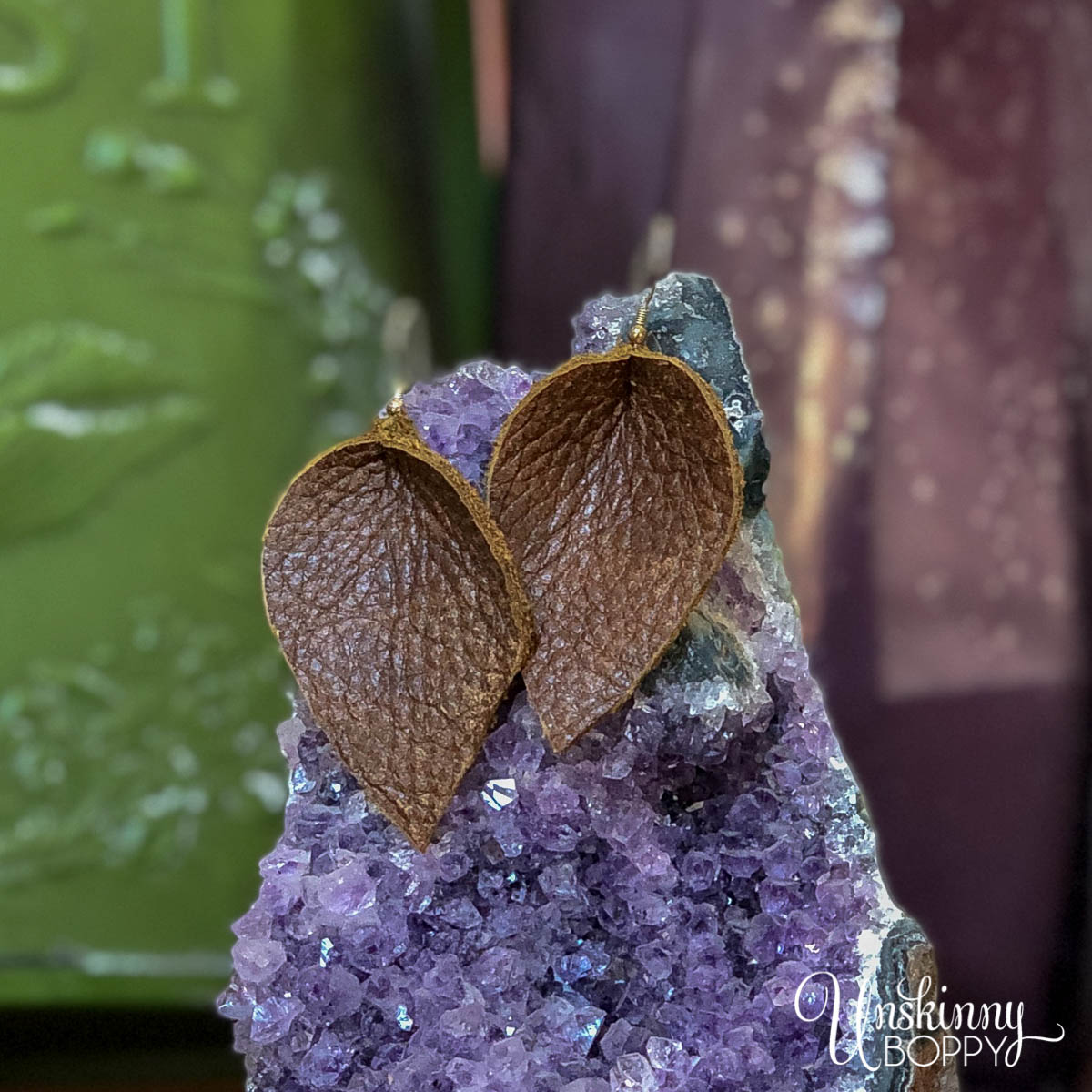 Leather Leaf Earrings by Irma  Custom Collaborative