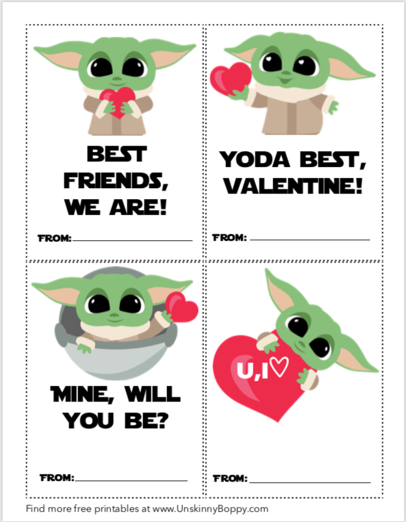 Baby Yoda Valentine's Day Card -FREE PRINTABLES