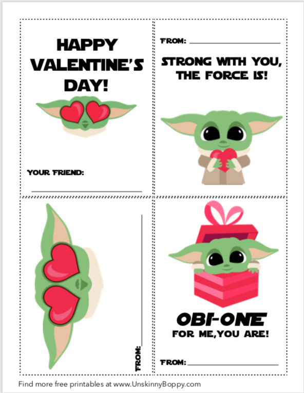Baby Yoda Valentine's Day Card -FREE PRINTABLES