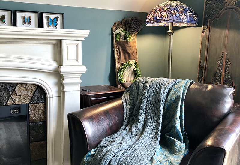 cozy-reading-corner-with-teal-walls