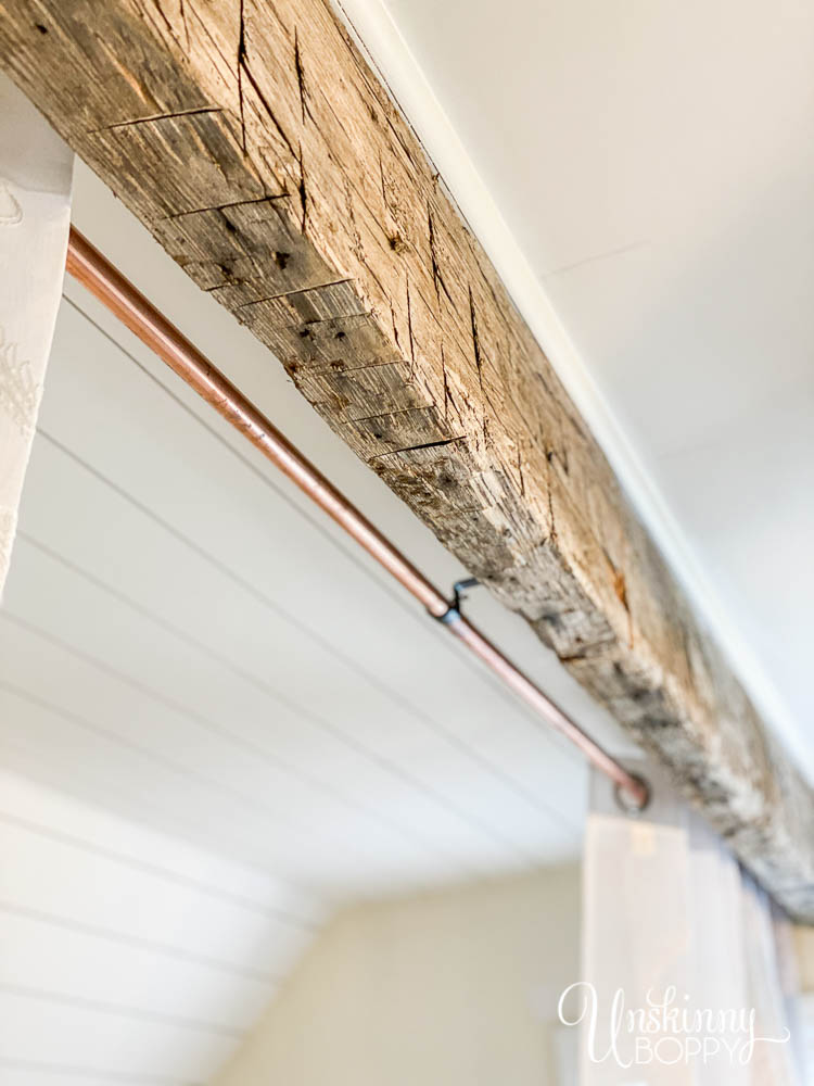 reclaimed beam on ceiling