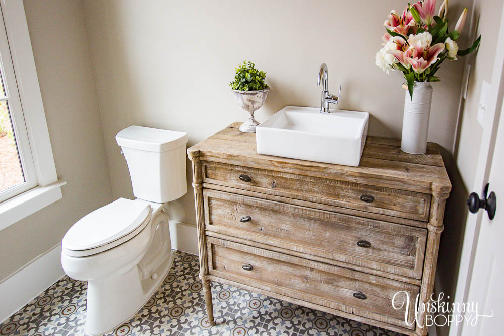 Custom vanity in half bath