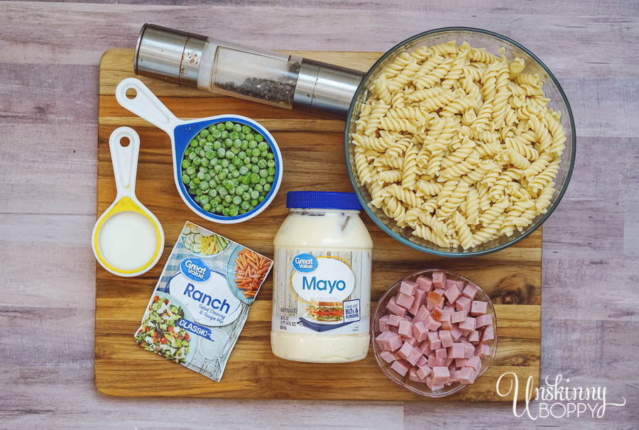Ingredients for pasta salad