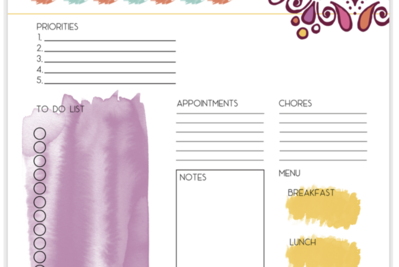 Free Printable watercolor mandala planner