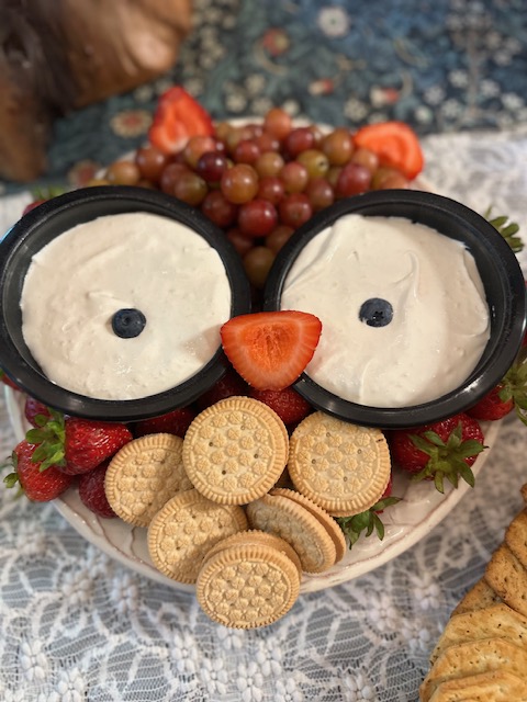 Woodland Birthday Party Food Ideas Owl Fruit Dip