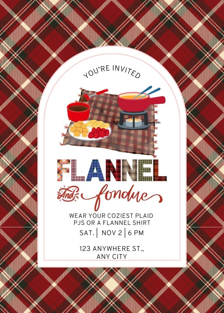 Flannel and Fondue Night Invite
