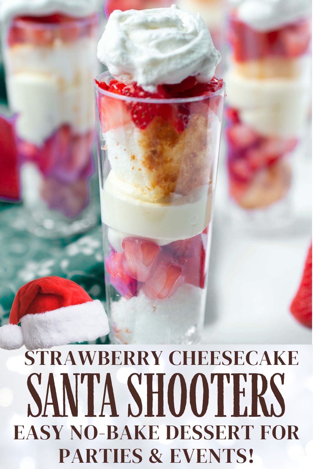 Santa Strawberry Angel Food Cheesecake Shooters