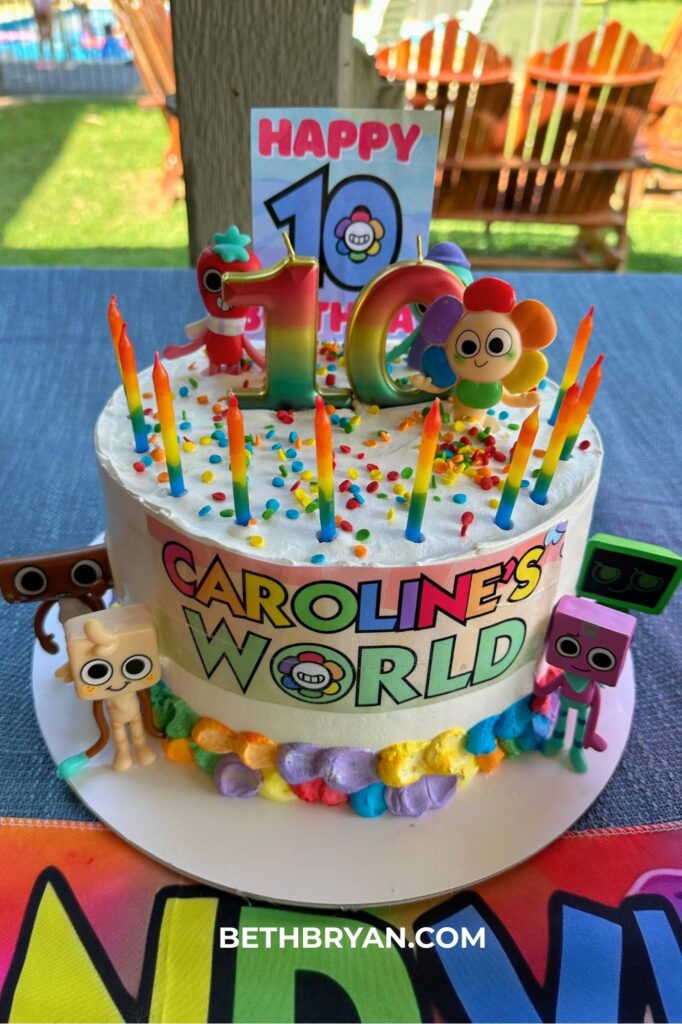 Dandy's World themed 10th birthday decorations cake
