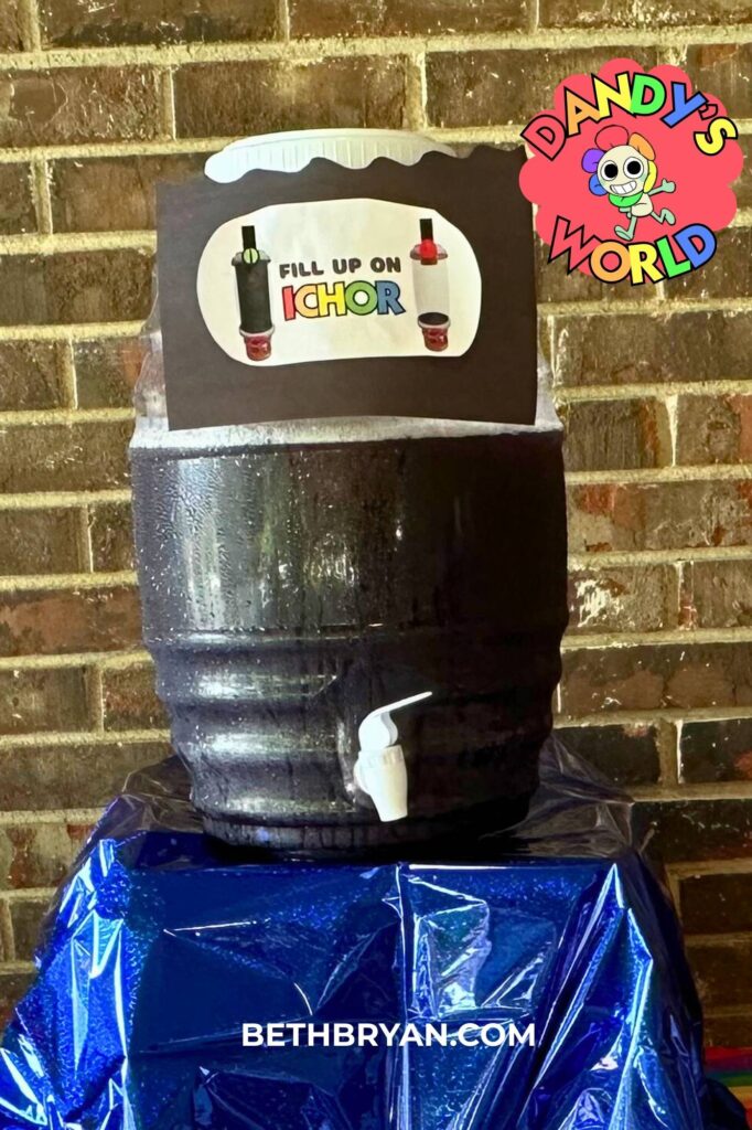 Dandy's World themed 10th birthday menu and party food with ichor punch