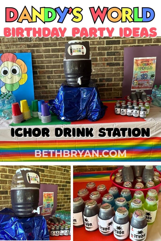Create an Ichor Drink Station at a Dandy's World themed birthday party