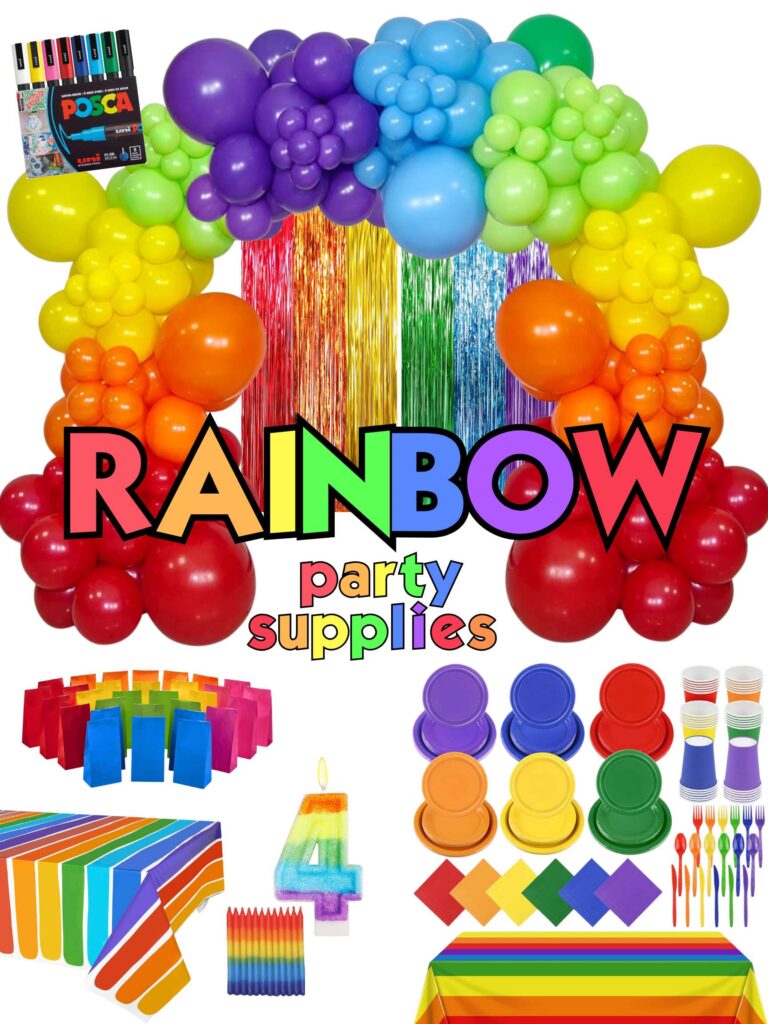 Dandy's World and rainbow themed 10th birthday decorations