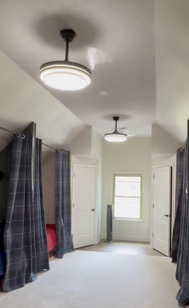 Light/Fan combos with retractable blades in attic with sloped ceiling